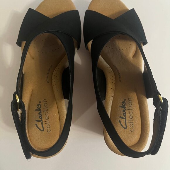 Clarks Annadel Eirwyn Suede Platform Comfort Wedge Cork Heel Sandal Black 6 - Picture 11 of 16